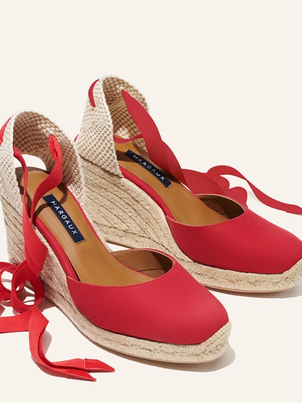 Margaux Red Espadrille Wedge with Ankle Wrap